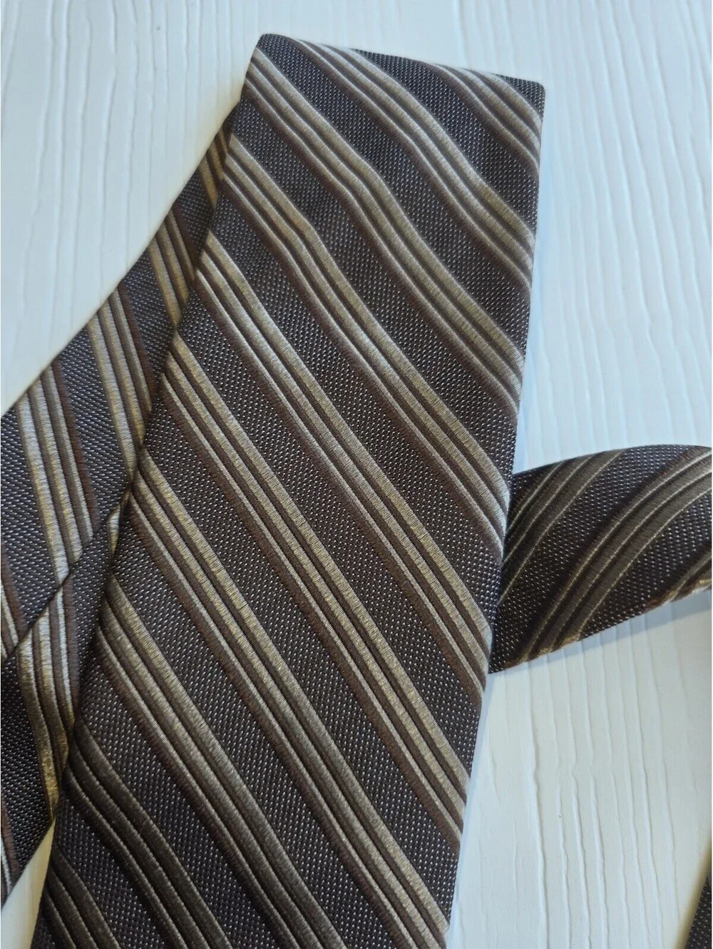 Forsyth F.O.G. Brown Striped Silk Necktie Classic Men's Tie